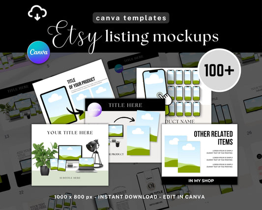 100+ Etsy Listing Mockups Canva Templates – Editable Product Display Thumbnail Kit for Digital Sellers - Instant Download