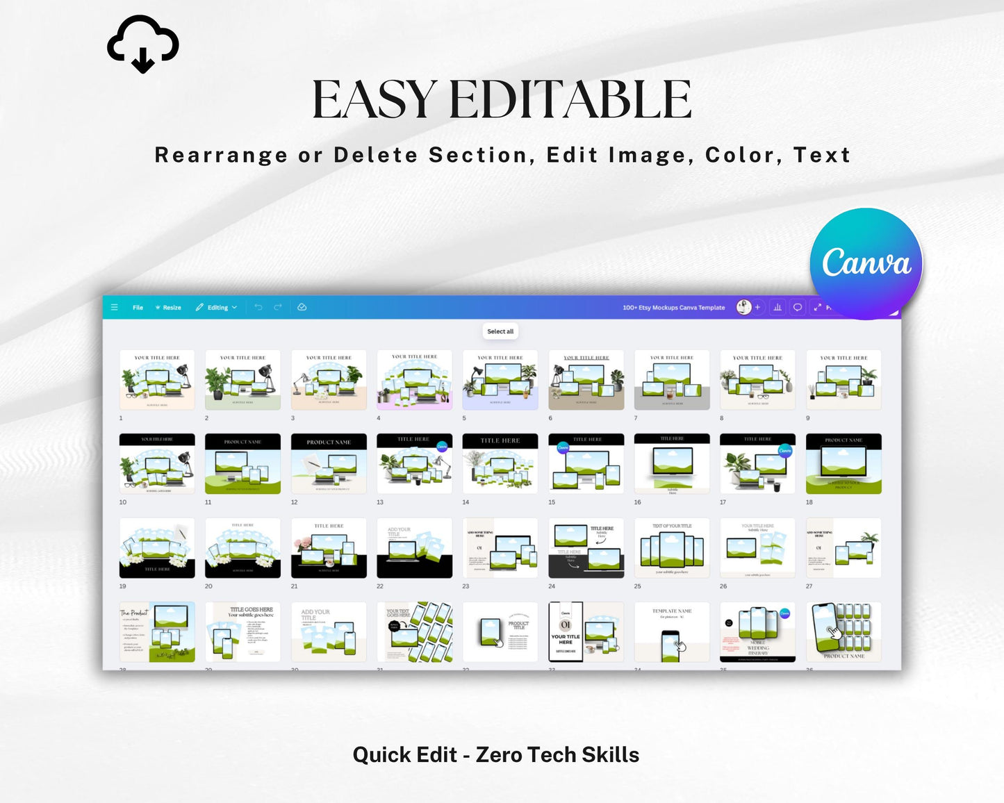 100+ Etsy Listing Mockups Canva Templates – Editable Product Display Thumbnail Kit for Digital Sellers - Instant Download